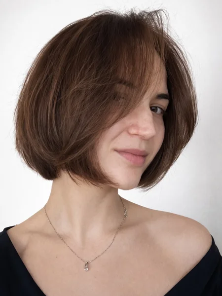 Old Money Brunette Bob with Fringe