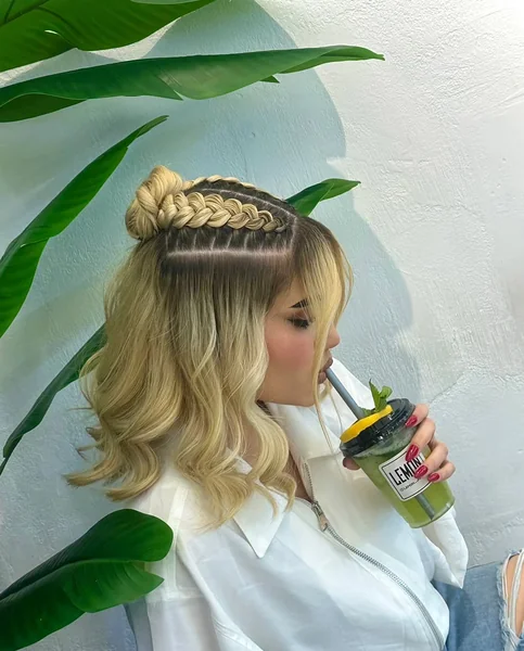 Side Braid Top Bun