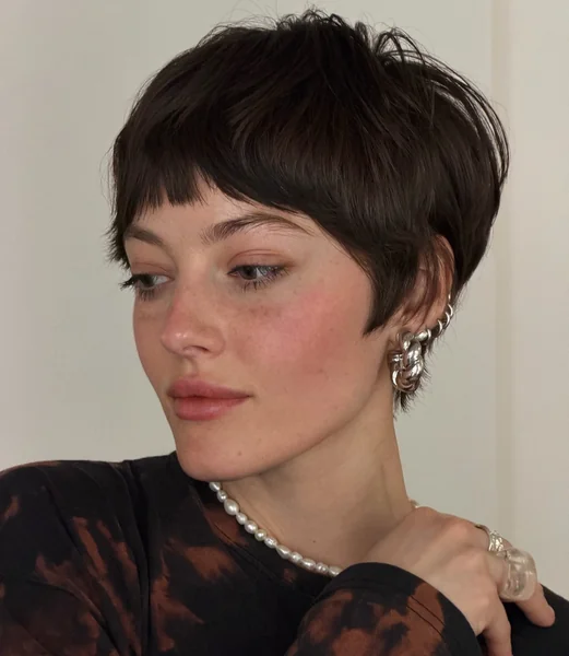 Cute Textured Pixie with Ear Cuffs