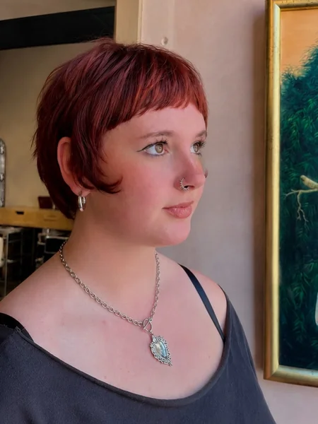 Red Pixie with Wispy Bangs
