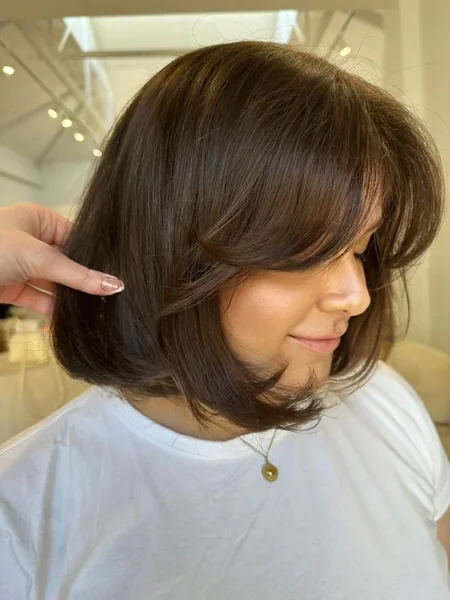Rounded Bob with Bangs for Round Faces