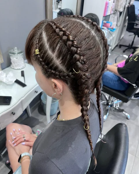 Double Braid Side Ponytail