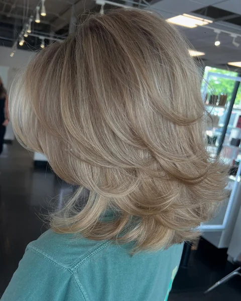 Long Layered Bob with Blonde Balayage