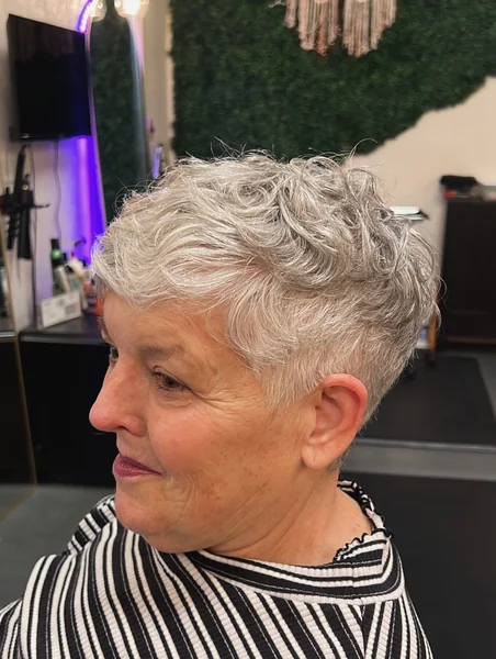 Curly Silver Pixie