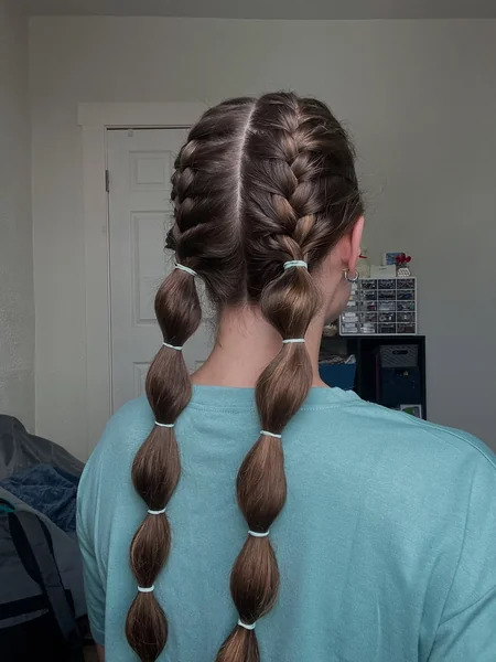 French Braid to Bubble Pigtails