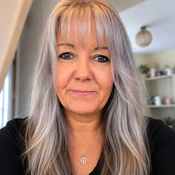 Long Straight Gray Hair With Bangs