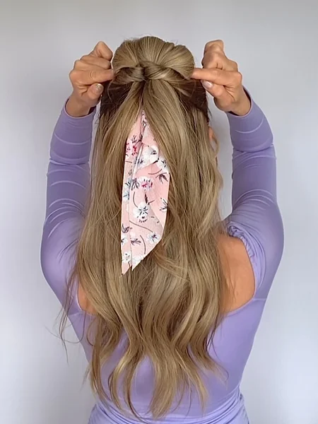 Half-Up Style With Floral Scarf