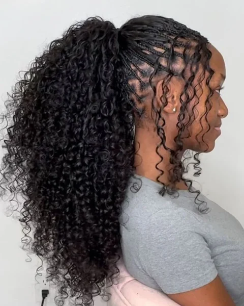 Crochet Ponytail Hairstyle with Braided Base