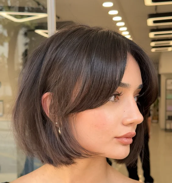 Bob with Side-Swept Bangs for Fine Hair
