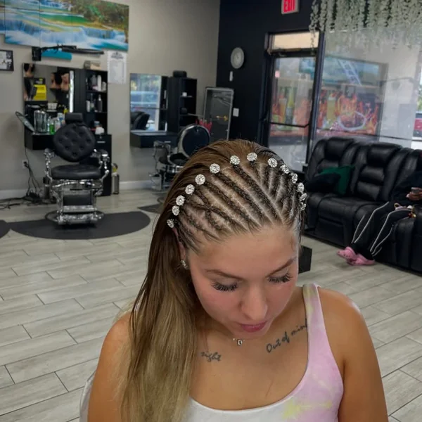 Half Braided Crown with Sparkling Accents