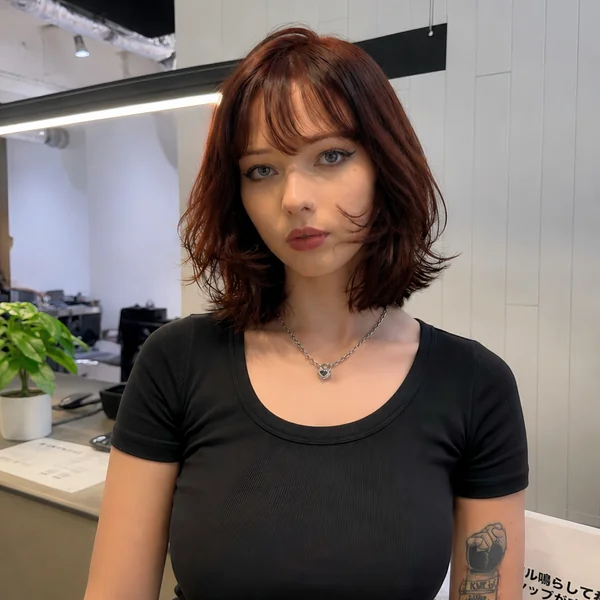 Layered Bob with Bangs and Waves