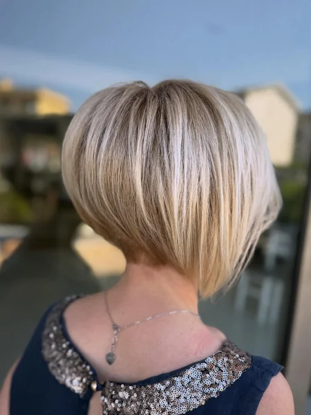 Blonde-Grey Bob, Back View