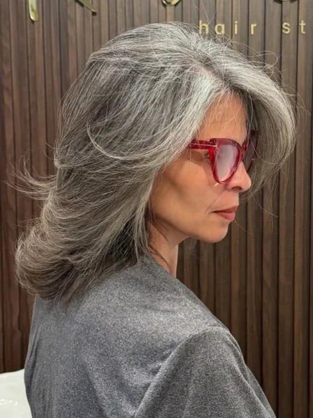 Silver Layered Shag with Side Sweep