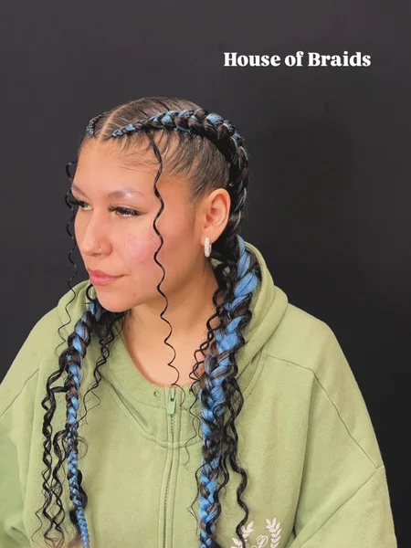 Dutch Braids With Curly Extensions
