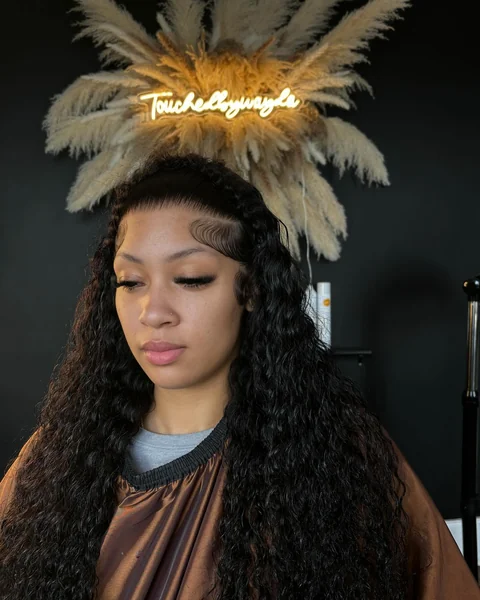 Curly Frontal Wig Hairstyle With Braids