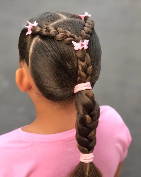 Single Braid Ponytail with Butterfly Clips