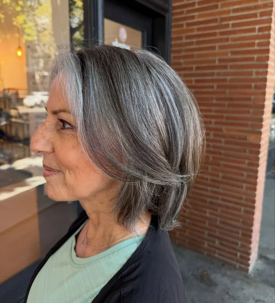 Short Layered Gray Pixie Bob