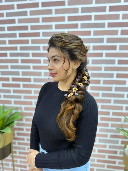 Floral Side Braid Hairstyle