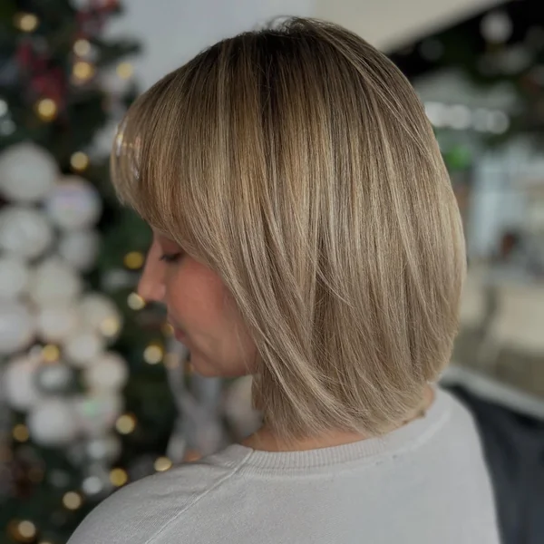 Short Blonde Bob with Blunt Bangs