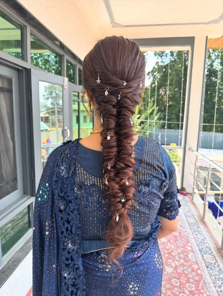 Fishtail Braid with Silver Leaf Charms