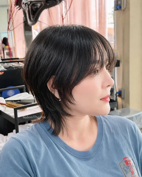 Choppy Shag Pixie with Blunt Bangs