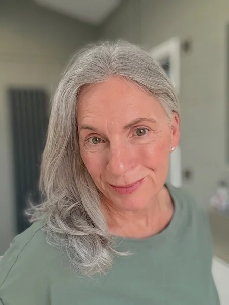 Medium Length Gray Cut with Waves