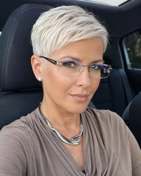 Platinum Pixie with Glasses