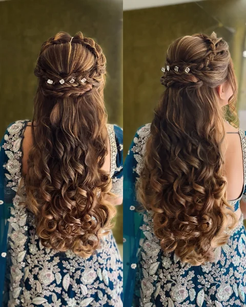 Half-Up Side Braid with Curls
