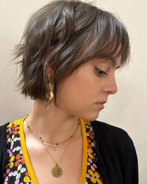 Wavy Bob with Soft Curtain Bangs