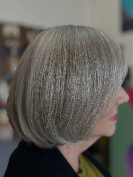 Back View Short Bob with Red Lips