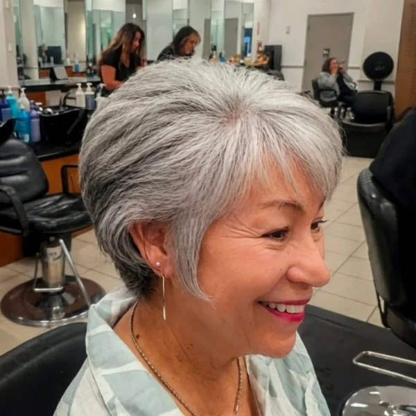 Gray Layered Pixie Side View