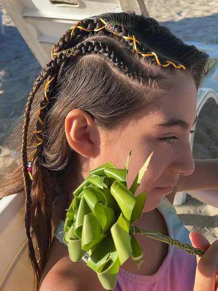 Kids Beach Braids With Ribbon
