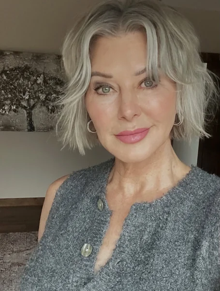 Wavy Gray Bob With Side Bangs