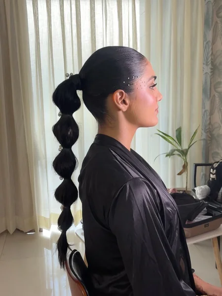 Pretty Beaded Bubble Ponytail