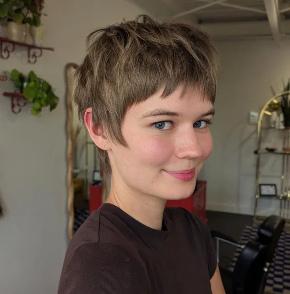 Soft Feathered Pixie for Fine Hair