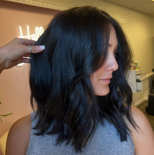 Wavy Layered Long Bob for Thick Hair