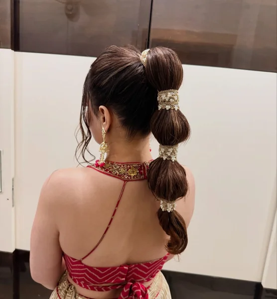 Bridal Bubble Braid with Gold Accents