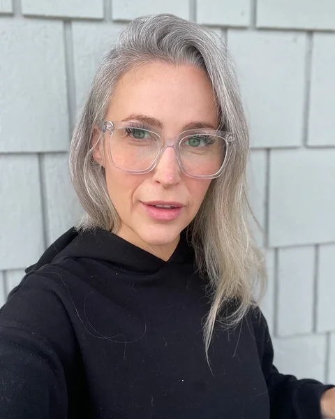 Straight Medium-Length Gray Hair