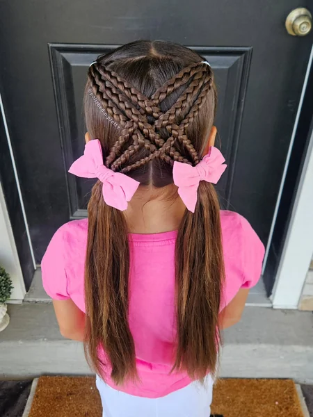 X-Crossed Braid Pattern into Pigtails