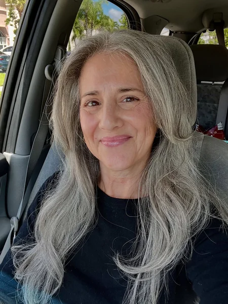 Long Wavy Silver Gray Hairstyle