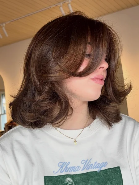 Long Layered Shag Bob with Bangs