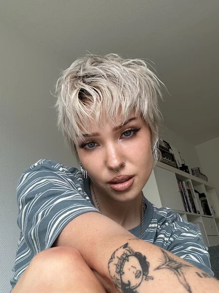 Platinum Messy Pixie-Mullet