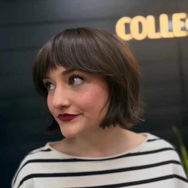 Sharp Blunt Bob with Full Bangs