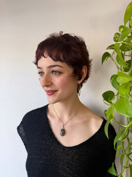 Short Pixie with Wispy Auburn Bangs