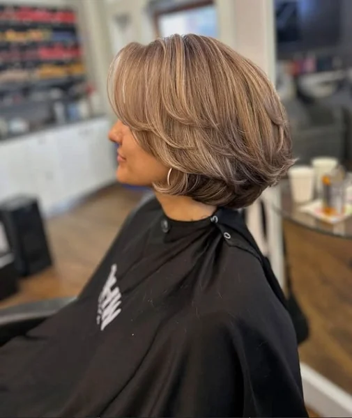Short Layered Bob with Balayage