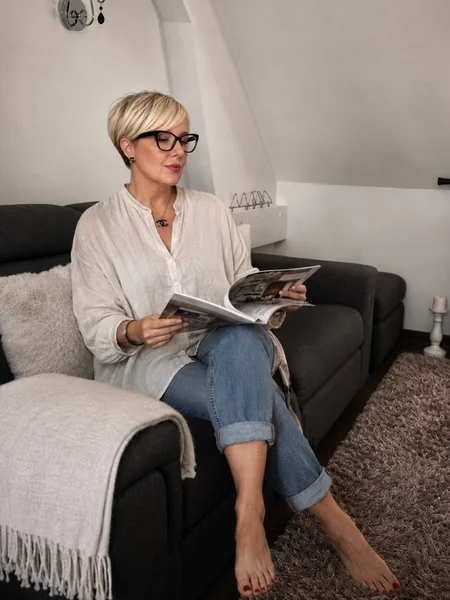 Casual Blonde Pixie with Glasses