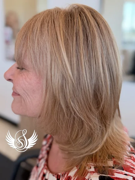 Long Layered Shag with Visible Silver Roots