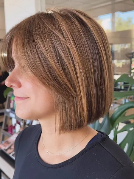 Sleek Angled Bob with Bangs