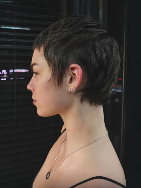 Dark Wavy Shag Pixie