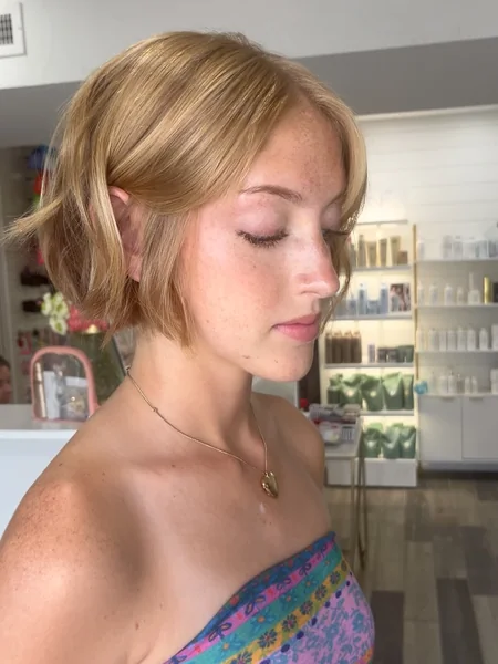 Strawberry Blonde Blunt Bob